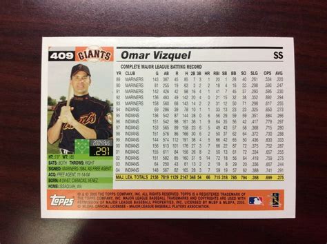 Topps Omar Vizquel San Francisco Giants Ebay