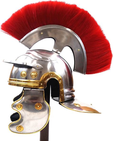 Roman Helmet With Red Feather Plume Greek Gladiator Costume Helmets