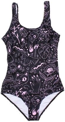 Dxsercv One Piece Women S Swimsuit Sexy Swimwear Feminine Bikini Painted Map Bodysuit Bathing