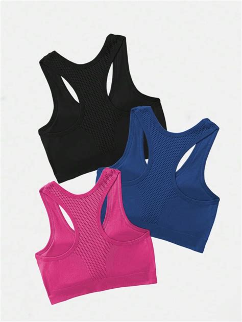 SHEIN Yoga Basic 3pcs Seamless High Stretch Sports Bra SHEIN UK