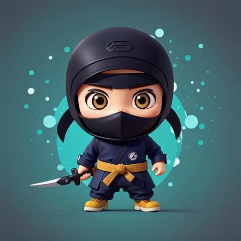 Lindo ninja con shuriken dibujos animados icono vectorial ilustración