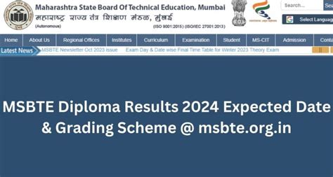 Msbte Diploma Results Expected Date Grading Scheme Msbte Org In