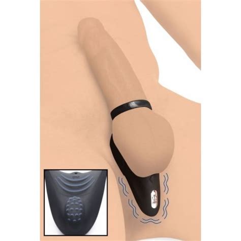 Trinity 4 Men Rechargeable Silicone Cock Ring With Vibrating Taint Stimulator Black Sex Toys