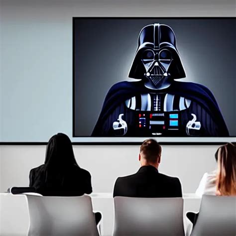 Photo Of Darth Vader Giving Presentation In Business Stable Diffusion