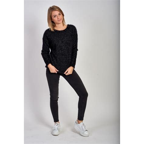 Pull Maille Duveteuse Iris E Noir Urbainechic Ma