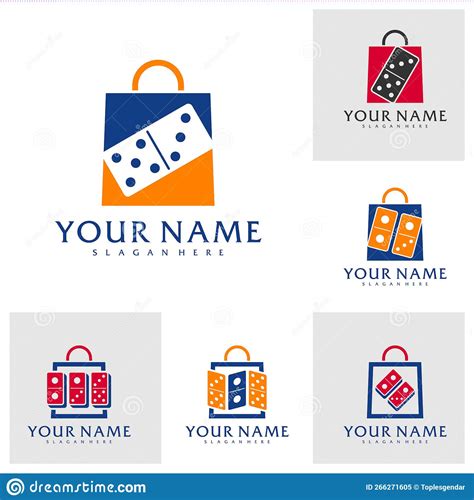 Set Of Shop Domino Logo Vector Template Creative Domino Logo Design