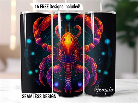 Scorpio Zodiac Tumbler Wrap Seamless Sublimation Png Oz Skinny