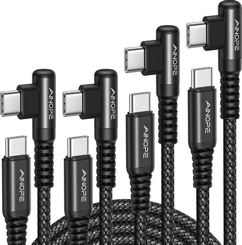 Amazon AINOPE 60W 4 Pack Type C To Type C Cable Right Angle Super