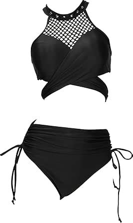 MEOWCOS Meowcos Conjunto de bikini para mujer diseño gótico traje de baño de dos piezas