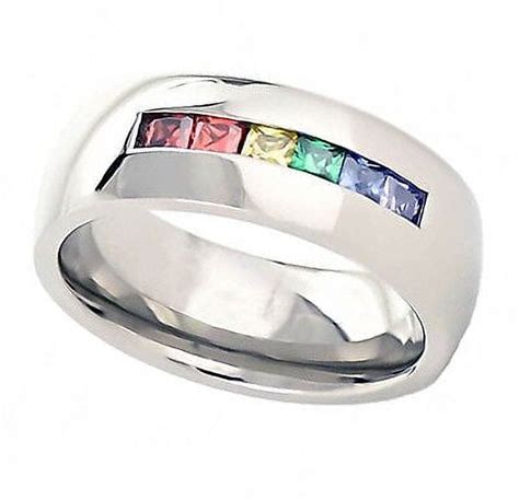 Pride Shack String Of Rainbow Sleek Top Ring LGBT Lesbian Gay Pride Ring Sizes Walmart