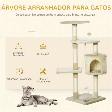 Pawhut Rvore Arranhador Para Gatos Cm N Veis Poste De Sisal