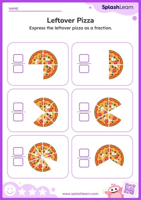 Fraction Of Leftover Pizza — Printable Math Worksheet