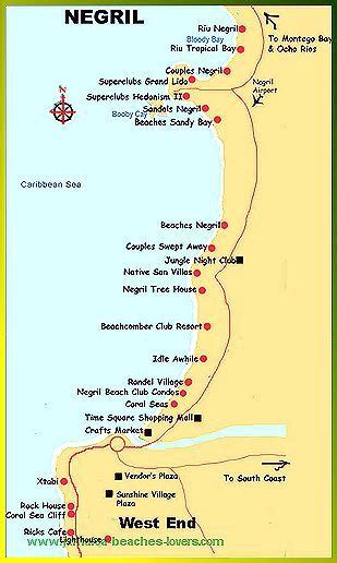 Seven Mile Beach Negril Jamaica Resort Map