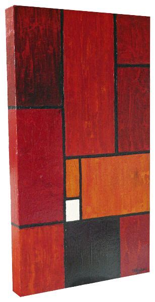 An Abstract Painting With Red Orange And Black Squares