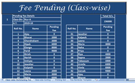 School Fee Reminder Excel Template For Free