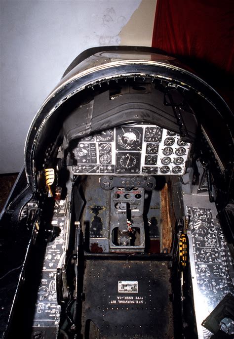 An interior view of the cockpit of an F-4 Phantom II aircraft shows the ...