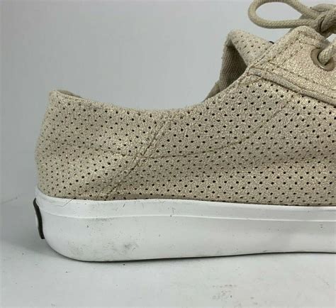 Lamo Vita Beige Gold Shimmer Lace Up Oxford Sneaker Shoes Canvas Size 9