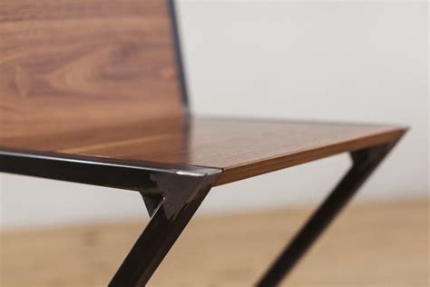 Walnut And Raw Steel Z Chair Factor Fabrication