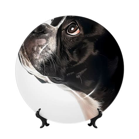 Picia Black And White Boston Terrier Pattern Bone China Decorative