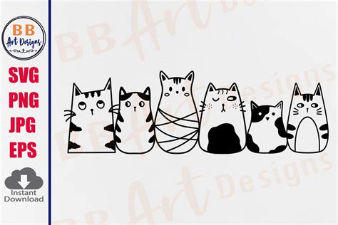 Funny Cats SVG, Cute Cat Clipart Outline Graphic by BB Art Designs ...