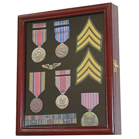 Display Case Cabinet Shadow Box For Military Medals Pins Patches