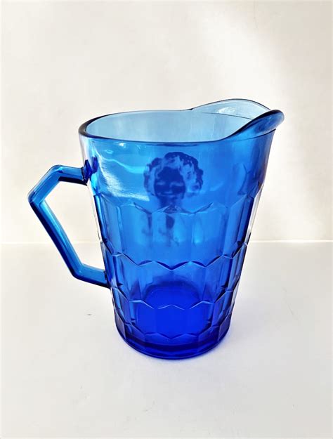 Vintage Shirley Temple Pitcher Cobalt Blue Glass Circa 1930s Etsy