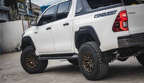 Toyota Hilux White Fuel Off Road Rebel D Wheel Front