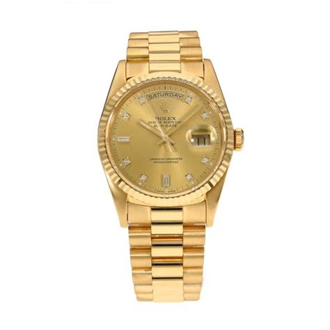 Rolex Day Date Gents Gold Watch Diamond Dial Miltons