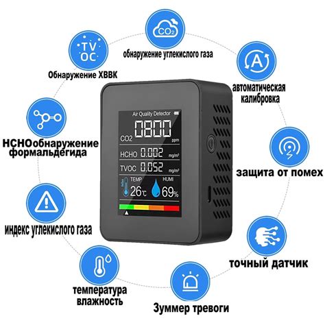 Пять в одном CO2, формальдегид HCHO, TVOC, датчик температуры ...