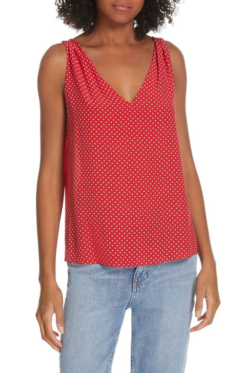 Rebecca Taylor Polka Dot Sleeveless Silk Tank Top Nordstrom Silk Tank Top Tank Tops Silk Tank