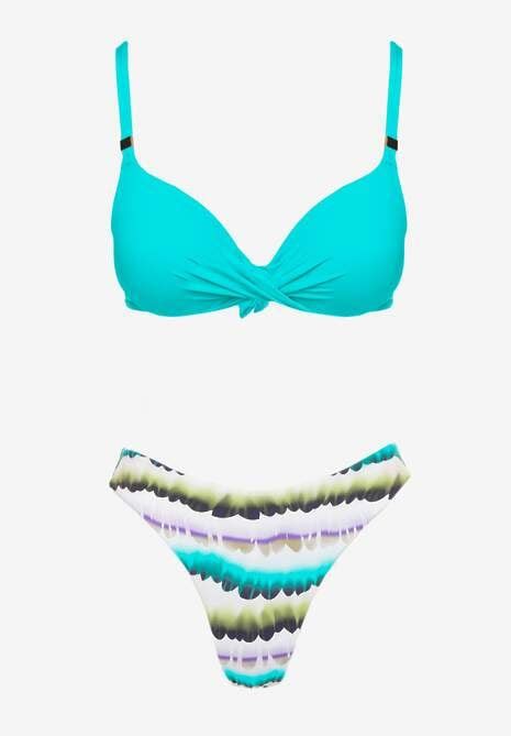 Jasnozielone Bikini Majtki Figi Ozdobione Nadrukiem I Biustonosz Natinalia Renee