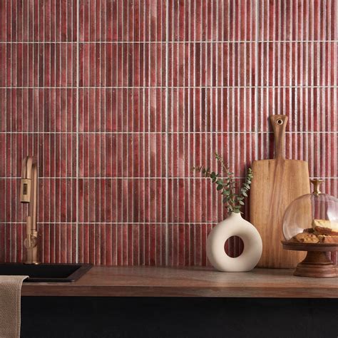 Curve Fluted Red X D Glossy Ceramic Tile Tilebar