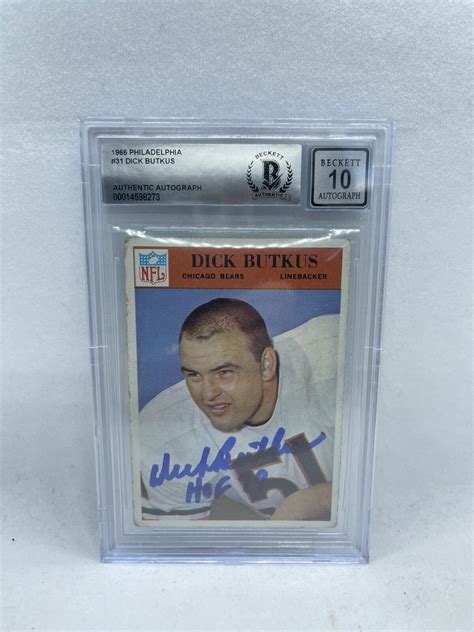 Dick Butkus Signed Inscribed 1966 Philadelphia 31 Rookie Card Beckett