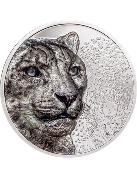 SNOW LEOPARD Wild Mongolia 3 Oz Silver Coin 2000 Togrog Mongolia 2024