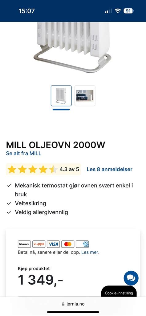 Mill oljeovn 2000W lite brukt Ovnen har 3 år garanti FINN torget