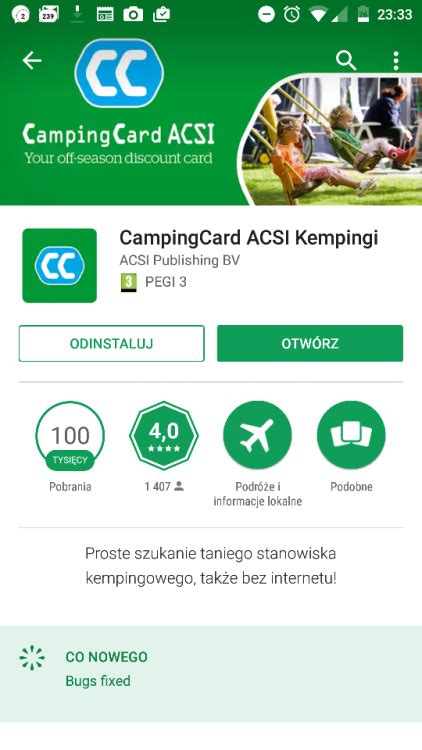 Karta Acsi Camping Card Strona K Cik Og Lny Karawaning Pl