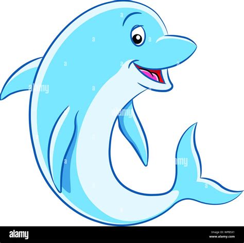 Vector Illustration of Colorful Cartoon Dolphin isolated on a white ...