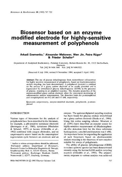 Pdf Biosensor Based On An Enzyme Modified Electrode For Highly