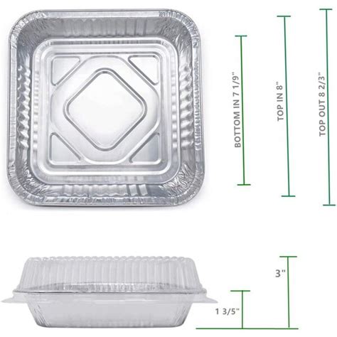 Koent Disposable 8x8 Baking Pan With Lids Heavy Duty Foil Pans For Baking 8 Inch Square Cake