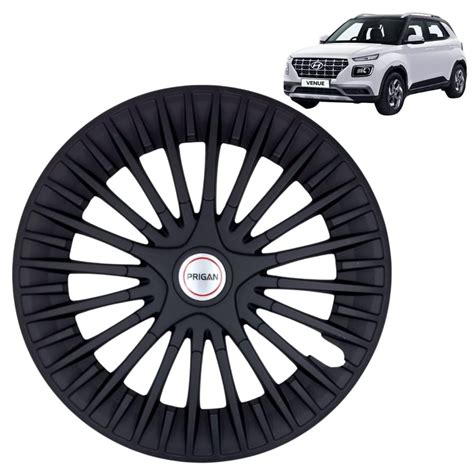 PRIGAN Wheel Cover For Hyundai Venue E 15 Inch Matte Black Wheel Cap