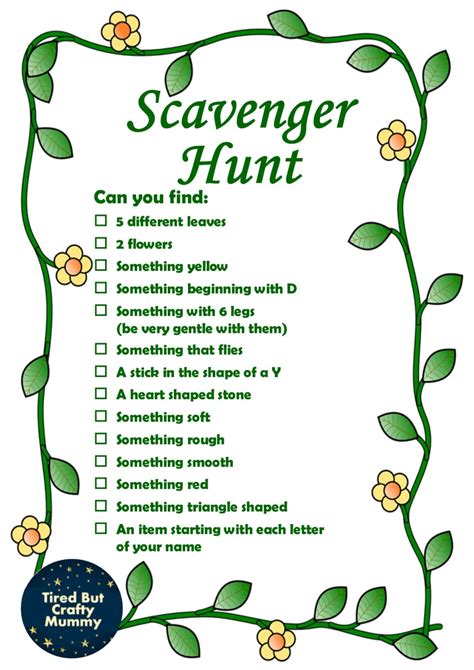 Scavenger Hunt Template Word