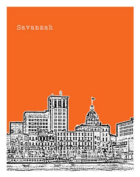 Savannah Georgia Skyline Poster Art Print GA Item T2447 - Etsy