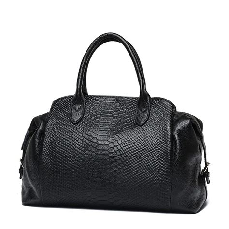 Luxo Couro Genuíno Grandes Bolsas Selvagem Serpentina Tote Sacos De