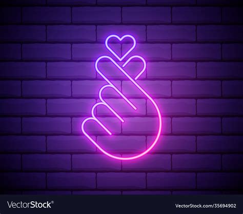 K Pop Neon Sign Finger Heart Royalty Free Vector Image