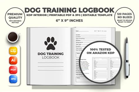 Dog Training Logbook Kdp Interior By M9 Design Thehungryjpeg