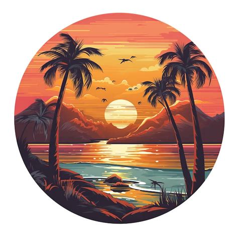 Premium AI Image Tropical Beach Landscape Illustration Paradise In A