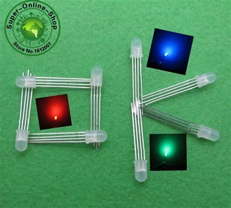 Купить 50 шт. 5 мм RGB в орган общий катод красный зеленый синий 4 ...
