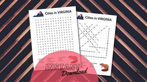 Cities In Virginia Word Search Printable Pdf Digital Etsy