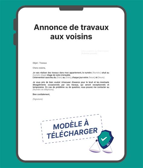 Annonce de travaux aux voisins modèle gratuit à télécharger