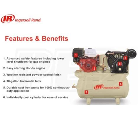 Ingersoll Rand Hp Gallon Gas Powered Two Stage Air Compressor